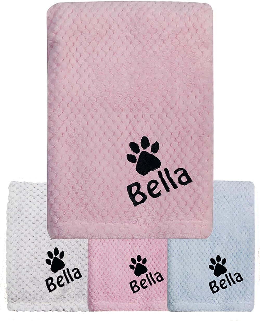 Hoolaroo Personalised Dog Blanket Washable Puppy, Cat, Blankets For Dogs - Fleece Blanket Embroidered with Name Pink