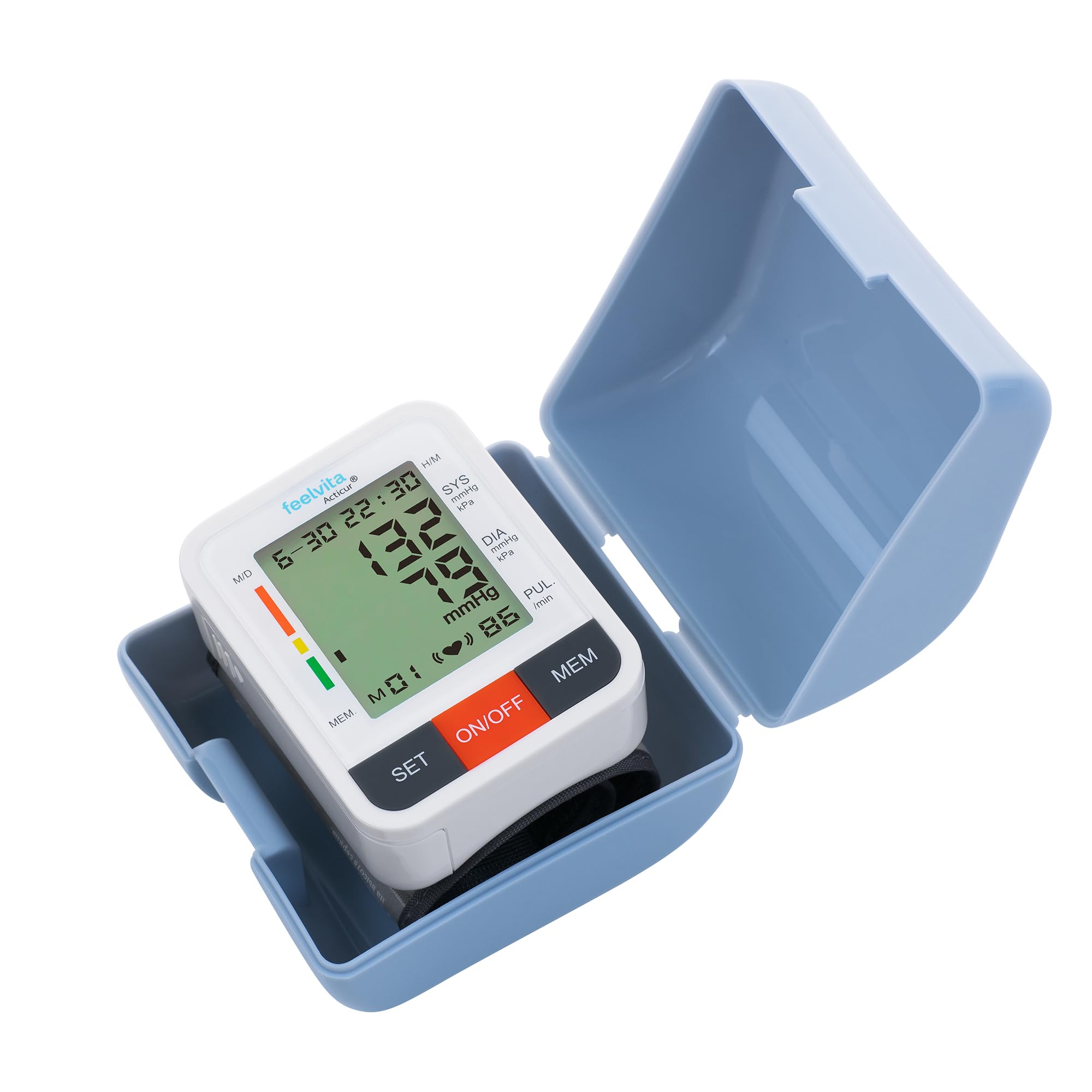 Genius Feelvita Acticur Vital-Set 13-tlg Durchblutungs- Stimulator Bein und Fuß, EMS & TENS Gerät mit 3 Elektrodenpads für Neuropathie, Krämpfe, Knie Beinschmerzen inkl. Blutdruckmessgerät Handgelenk