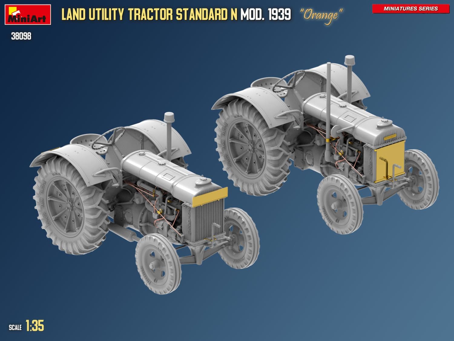 Mini-Art MA38098 Land Utility Traktor Standard N Orange 1939 Modell, Kunststoffmodell