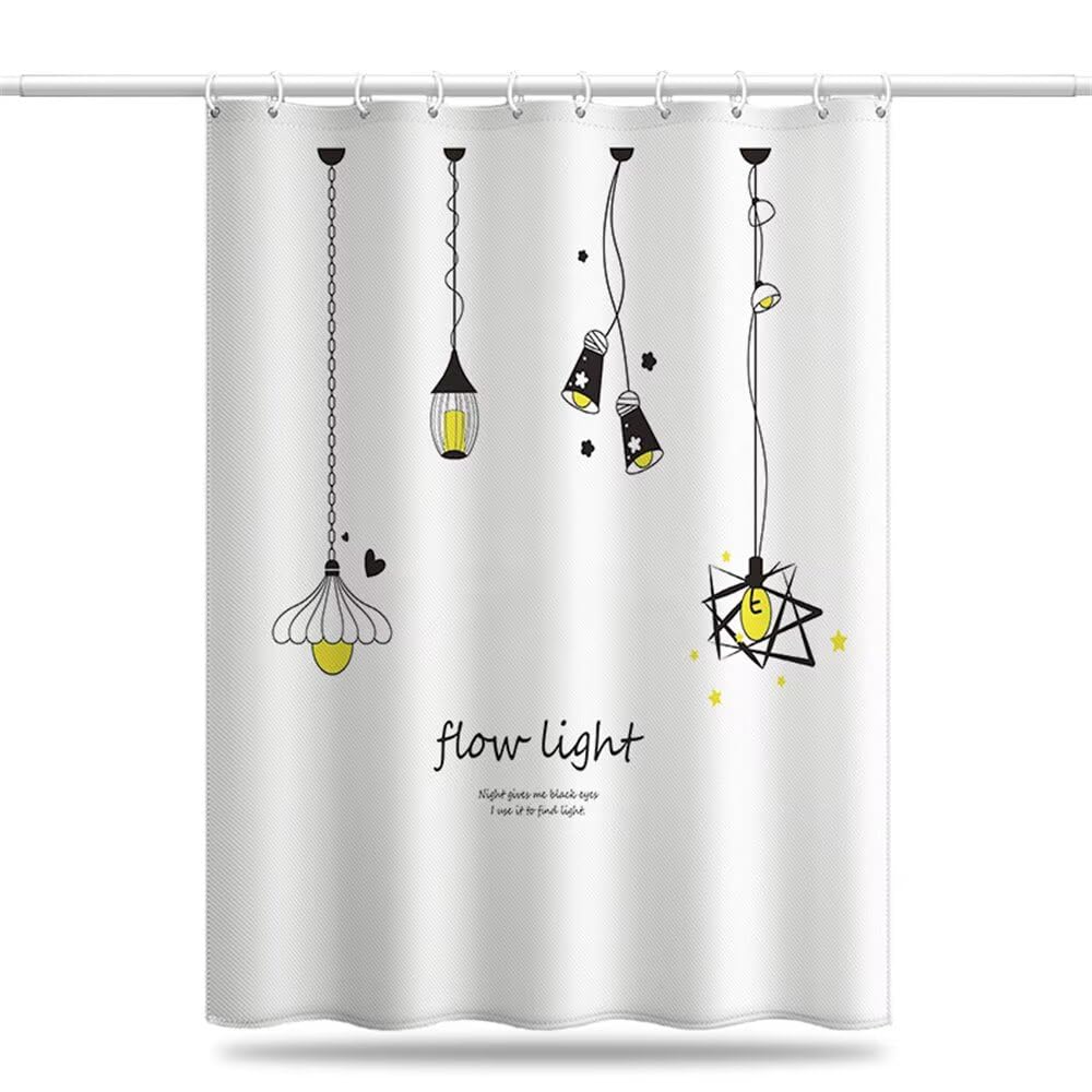 Shower Curtain White Mould & Mildew Resistant Black Chandeliers Shower Curtains for Bathroom 120cm x 180cm Drop, Waterproof Polyester Bath Curtain with Hooks and Weighted Hem 47 x 71 Inch (LB1883)