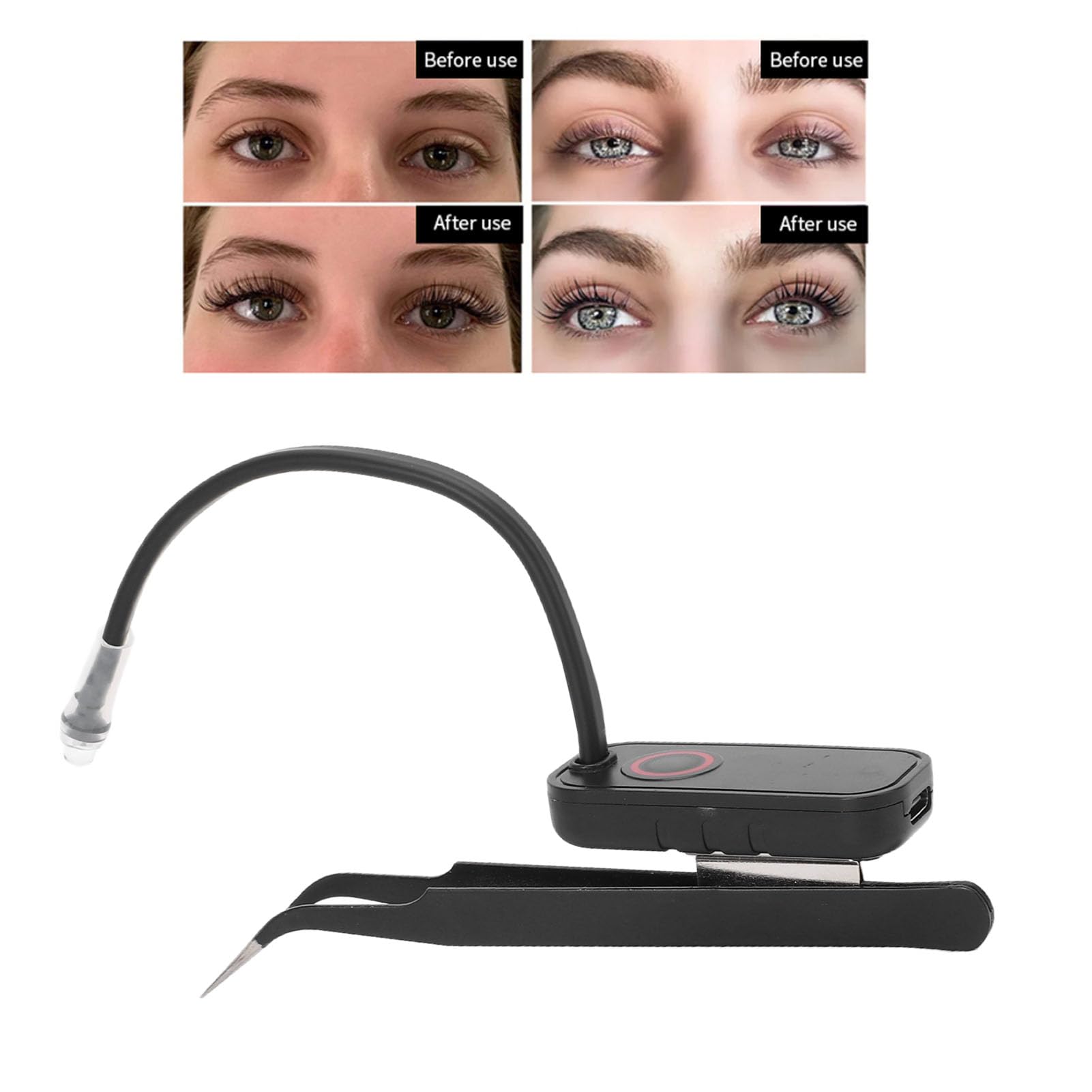 Fabater Pinzetta con Luce LED, Pinzetta per Innesto Ciglia, Luci per Estensione Ciglia per Sopracciglio, Salone di Bellezza, Trucco