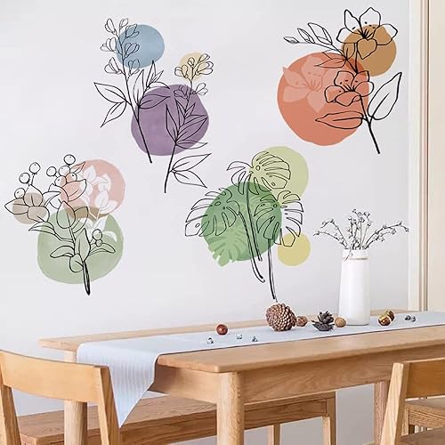 Miniatura 3 de Runtoo Calcomanías de arte abstracto bohemio moderno para pared, diseño de flores, flores, decoración de pared para sala de estar, cuarto de bebé,