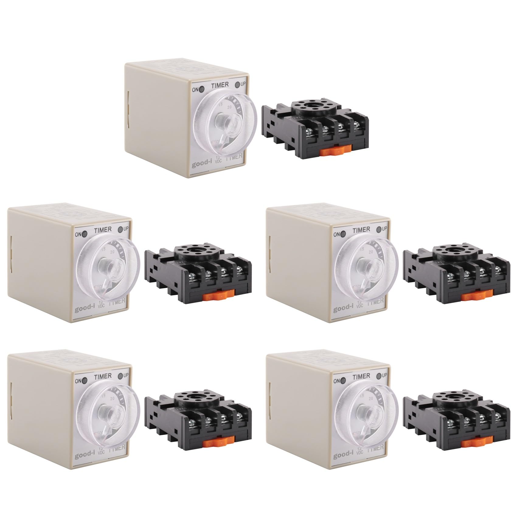 Jnchdghwa As Shown 5X Dc 12V 0-30S Electric Delay Timer Timing Relay Dpdt 8P W Base