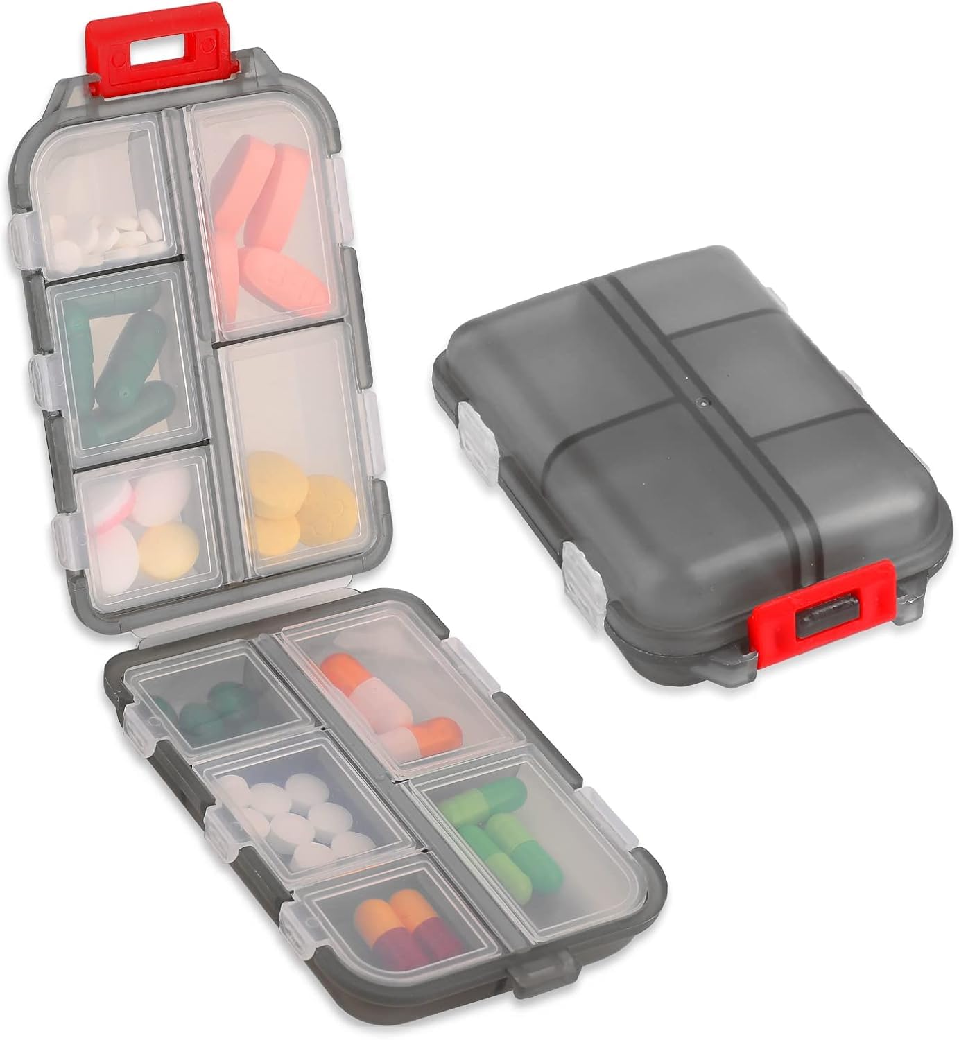 CASSARINA ravel Pill Case Portable Small 10 Compartments Pill Organizer Box Weekly Medicine Organizer Container Vitamin Container Holder for Outdoor Travel Camping-image-27