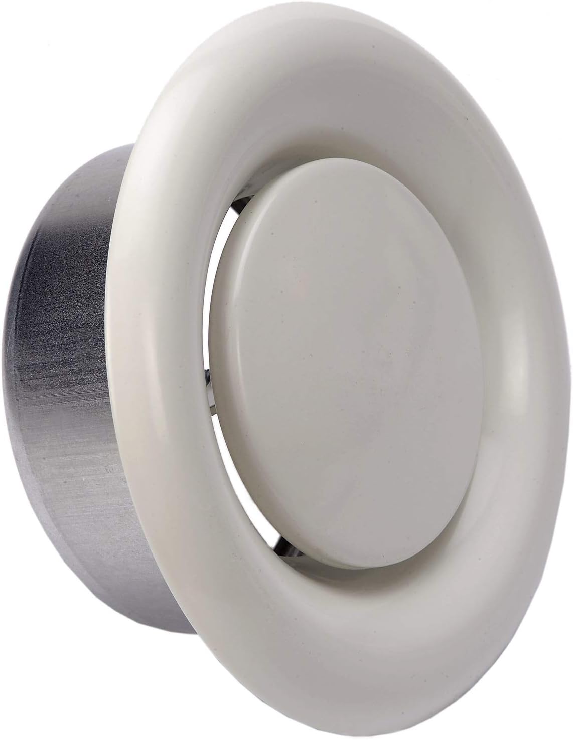 Round Ceiling Vent Diffuser 100mm (4"), Disc Valve, Extract Grille, White Ventilation Ceiling Round Diffuser, Adjusted Clockwise/Anticlockwise Ceiling Air Vent, Regulated Disc Valve (Dia: 100 mm)