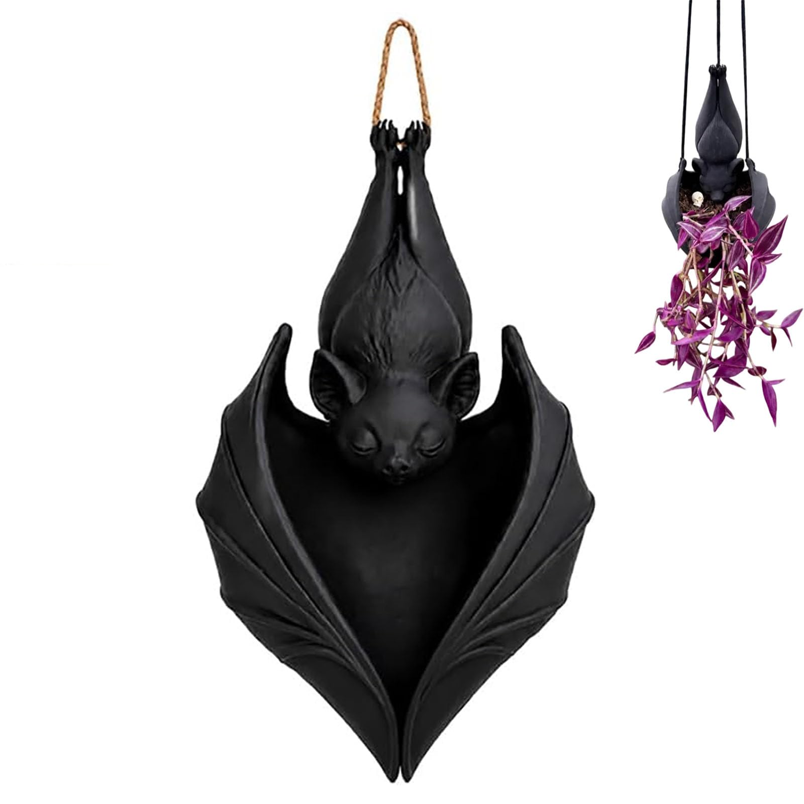 Yacriso Hanging Bat Plant Pot, 3D Printed Gothic Bat Shaped (1pcs)