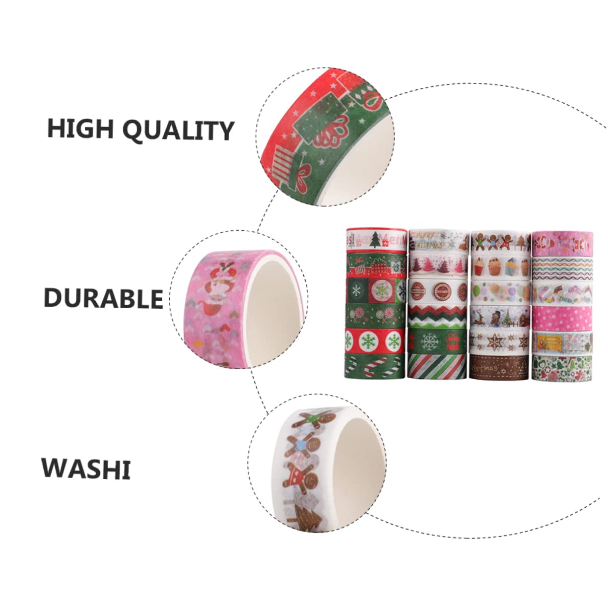 SEWACC 168rollos Cintas Washi Navideñas De Adhesivas Decorativas para Manualidades y Scrapbooking Diseño Temático De Navidad para Decorar Proyectos Creativos
