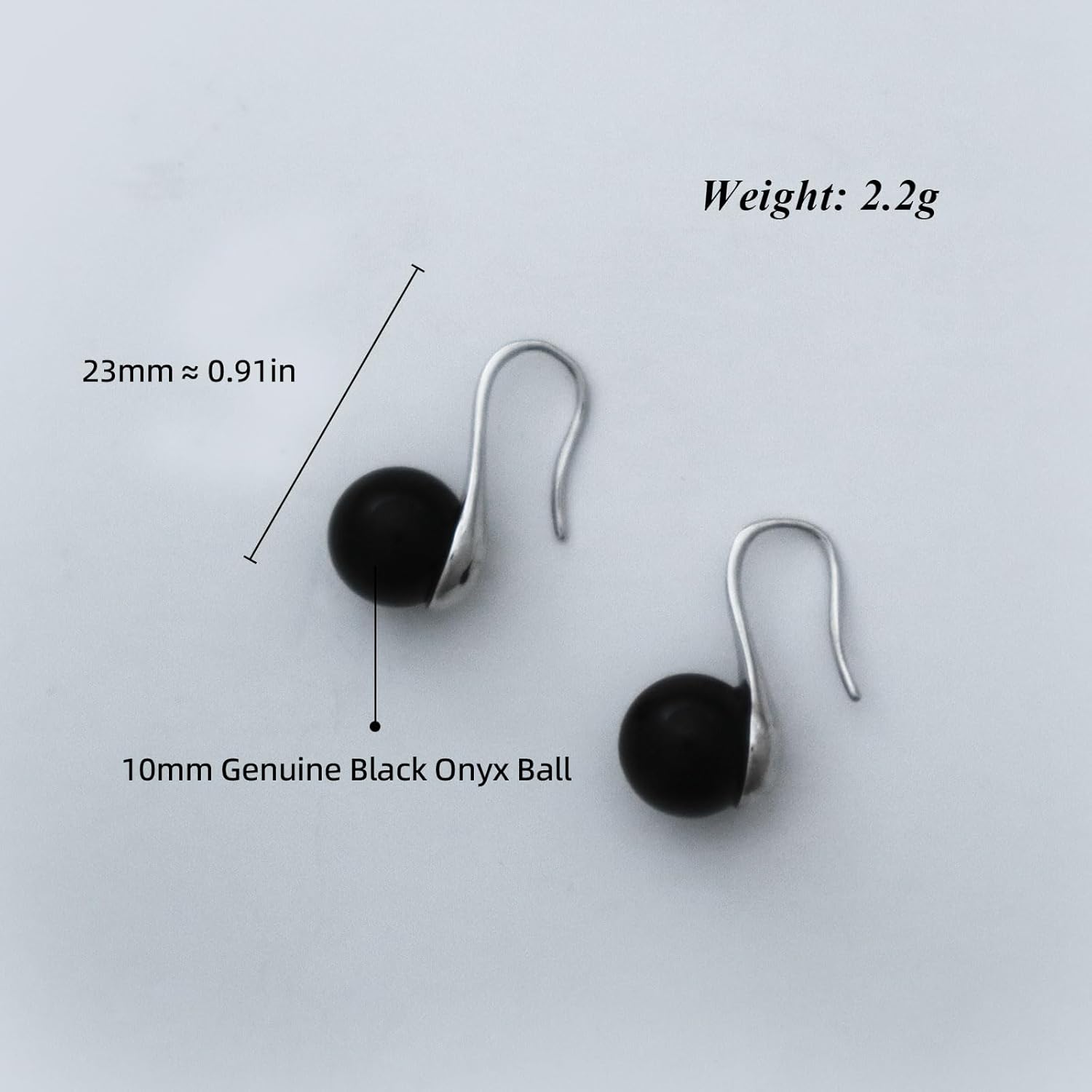 Genuine Black Onyx Ball Dangle Earrings for Women 925 Sterling Silver Real Black Onyx Drop Earring Jewelry for Her Wife Mother - Image 6