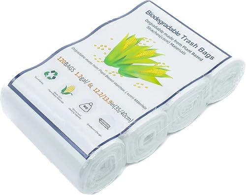 Mavere Bolsas de basura de 1.2 galones, 120 bolsas de basura extra fuertes pequeñas bolsas de basura para baño, dormitorio, oficina, cocina, basura,