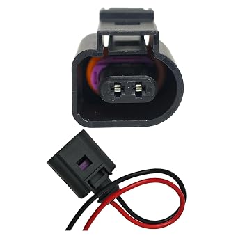 2-Pin Temperature Sensor Connector Pigtail Wiring Harness S2906 for ECT/Ambient OE 1J0-973-702, 8K0-973-702 Compatible with Audi, Volkswagen, Porsche, Seat Select BMW