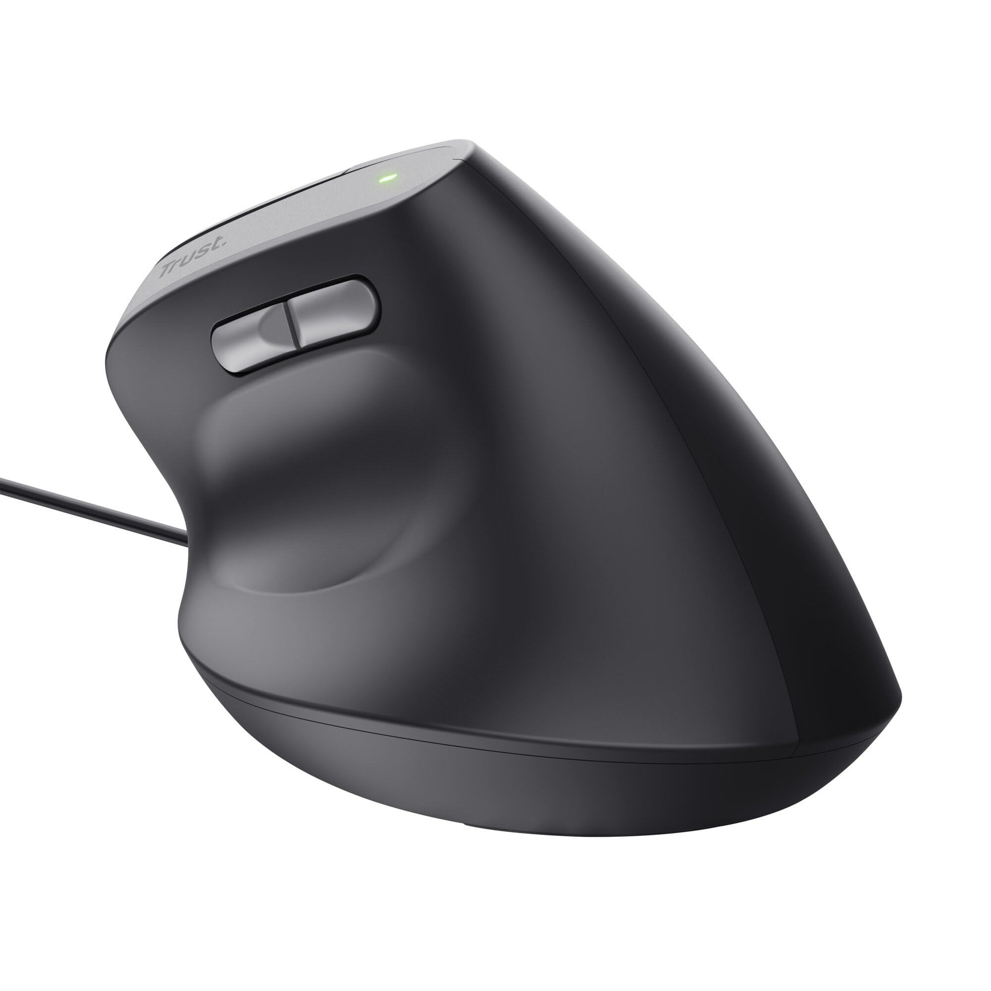Trust Yuno ergonomiczna mysz przewodowa USB, myszka pionowa, czarna | dla osób praworęcznych, 800-2400 DPI, kabel 150 cm, sensor optyczny, 6 przycisków, 60% plastiku z recyklingu