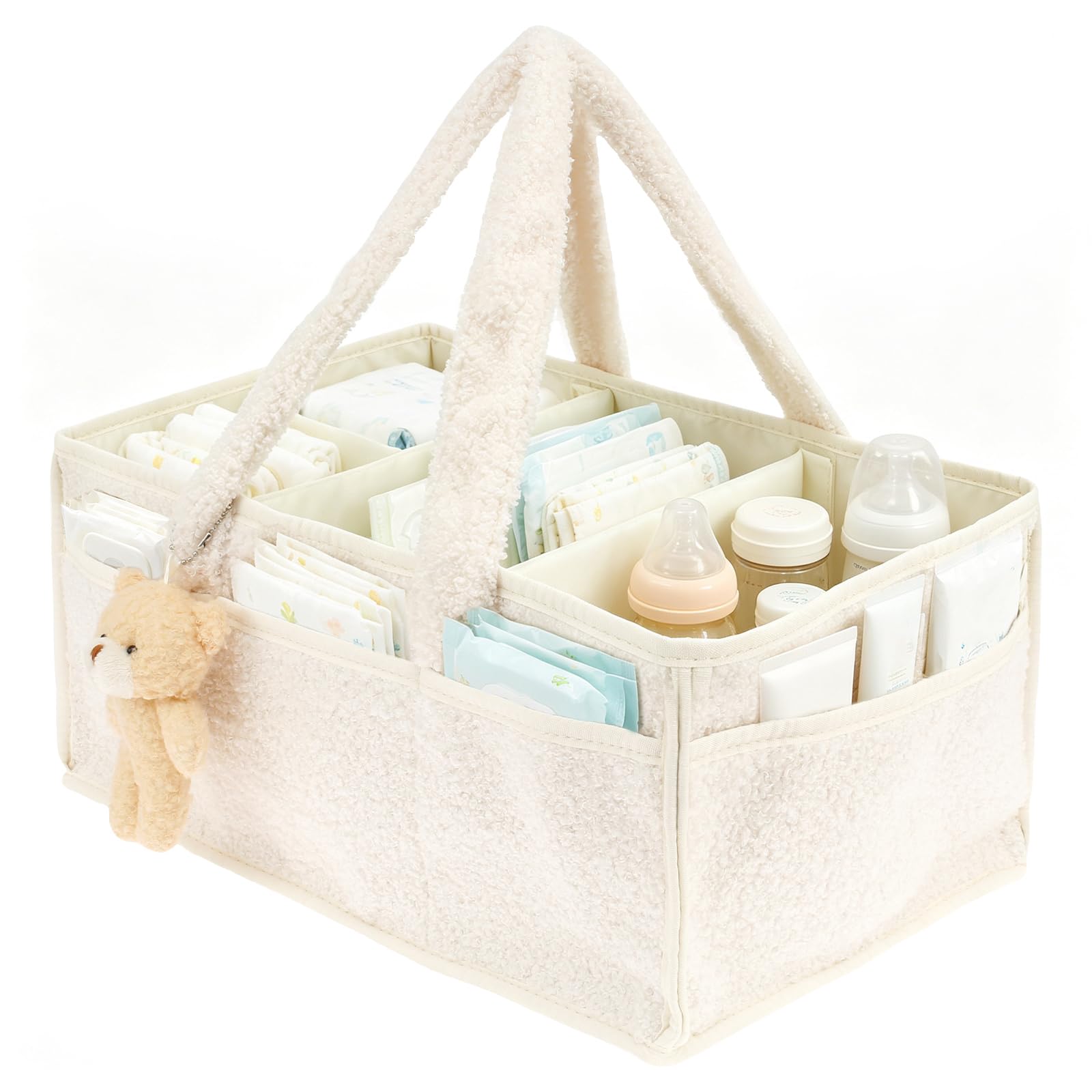 Haijed Nappy Caddy, Diaper Caddy Organiser With Removable Dividers, Baby Diaper Organiser, Baby Shower Gifts For New Mum, Felt Nursery Storage Baskets For Ch