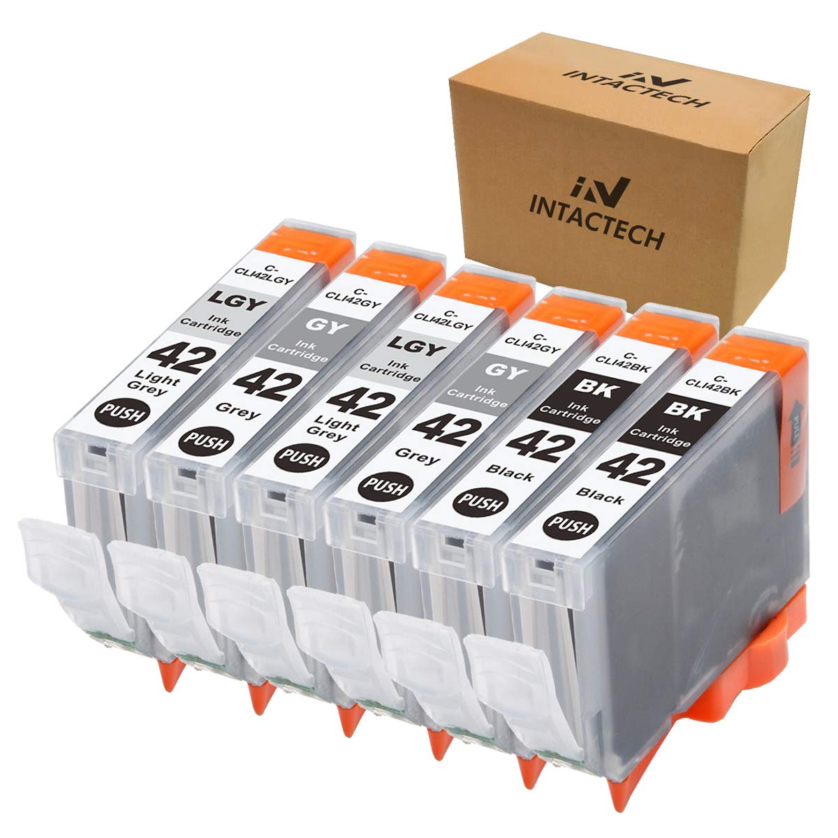 Intactech Compatible with Canon 42 CLI42 pro pixma 100 Ink Cartridges (2 Black, 2 Gray, 2 Light Gray, 6 Pack) Work for Canon PIXMA Pro-100 PIXMA Pro-100S Printer
