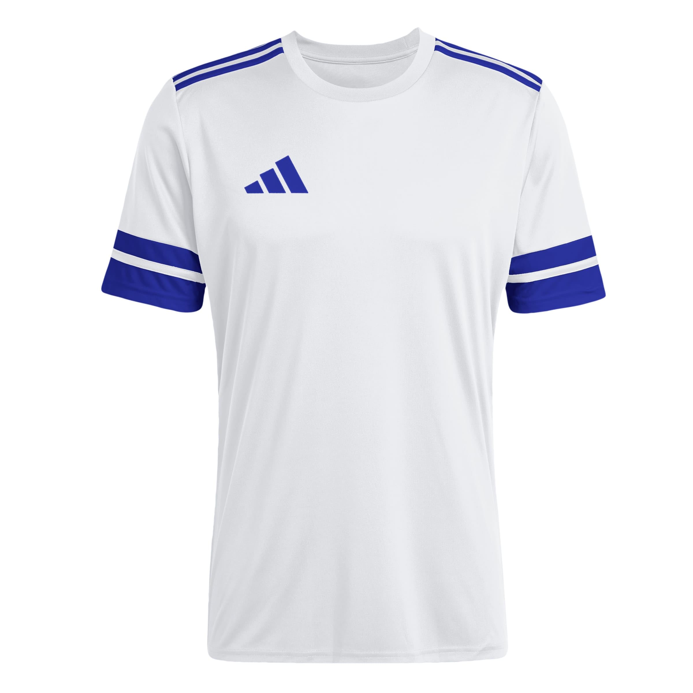 adidas Uomo Squadra25 Jersey Short Sleeve Shirt, White/Royal Blue, S