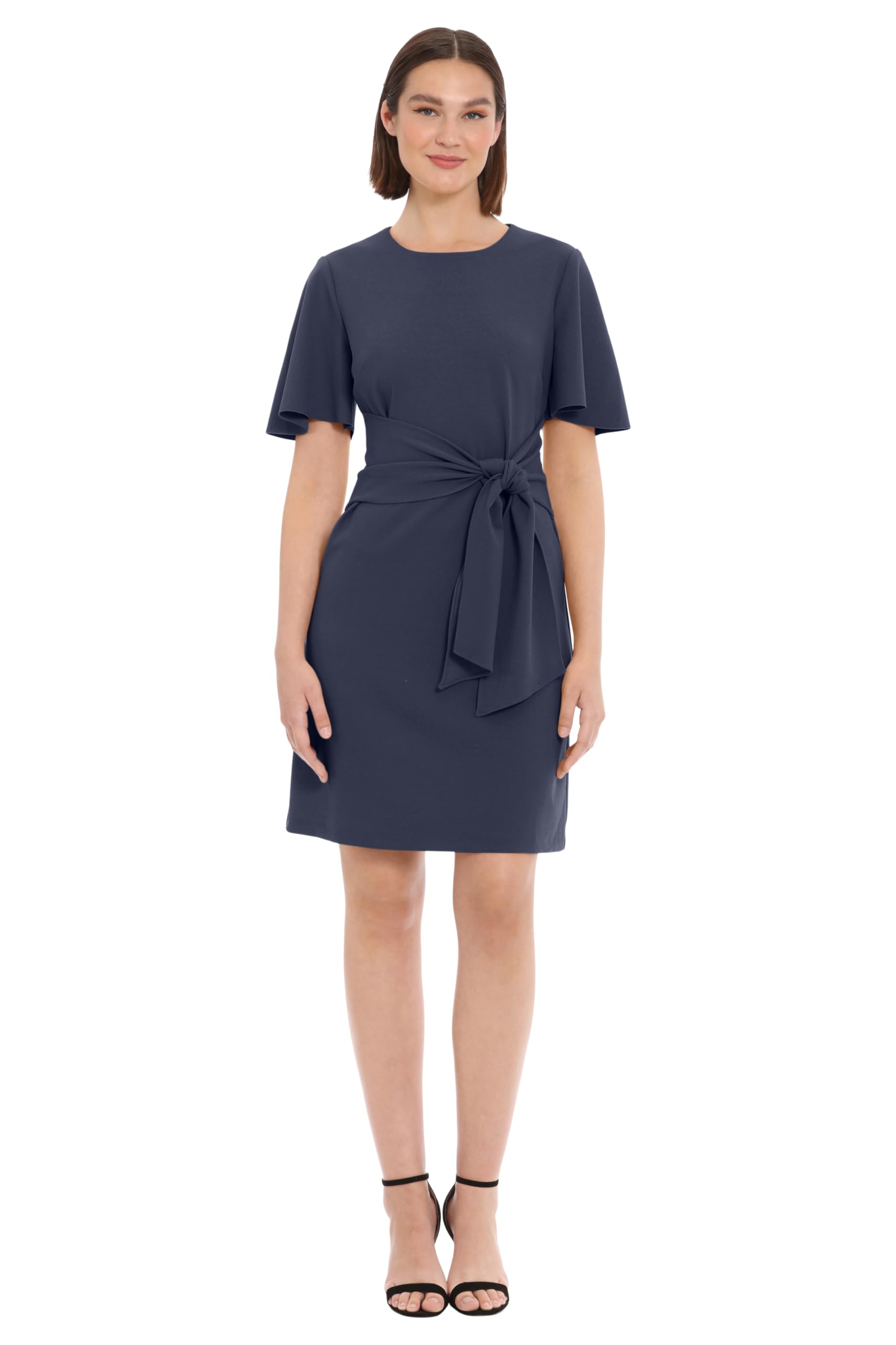 Donna Morgan Womens Tie Front Crepe Dress