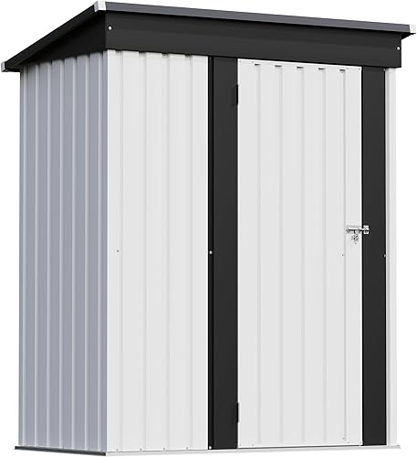 Vista 103 de Patiowell - Cobertizo de almacenamiento de 10 x 12 pies para herramientas, de metal y con puertas con cerradura, para exteriores, jardín, patio Gris