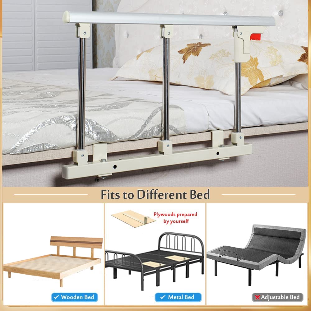 Sponda Letto Ribaltabile per Anziani, Parapetto letto per Adulti Disabili, Sponda Sicurezza da Portatile, Barriera per Letto in Metallo, Protezione Anticaduta, 70x40cm, (Colore : Silver)