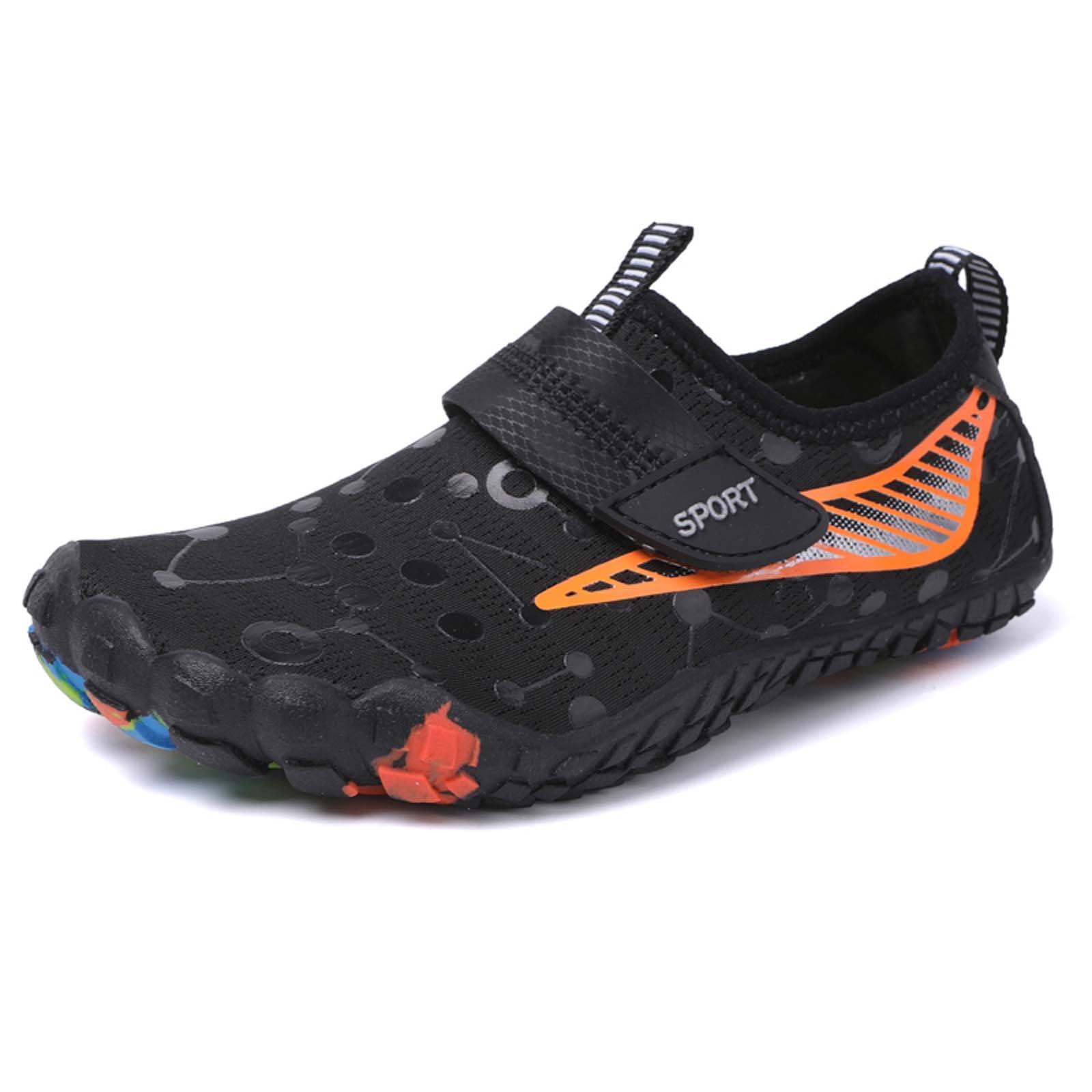 Boys Girls Water Shoes Kids Barefoot Aqua Socks Fast Dry Swim Beach Walking Athletic Sports Boat Shoe for Toddler Little Big Kid Black
