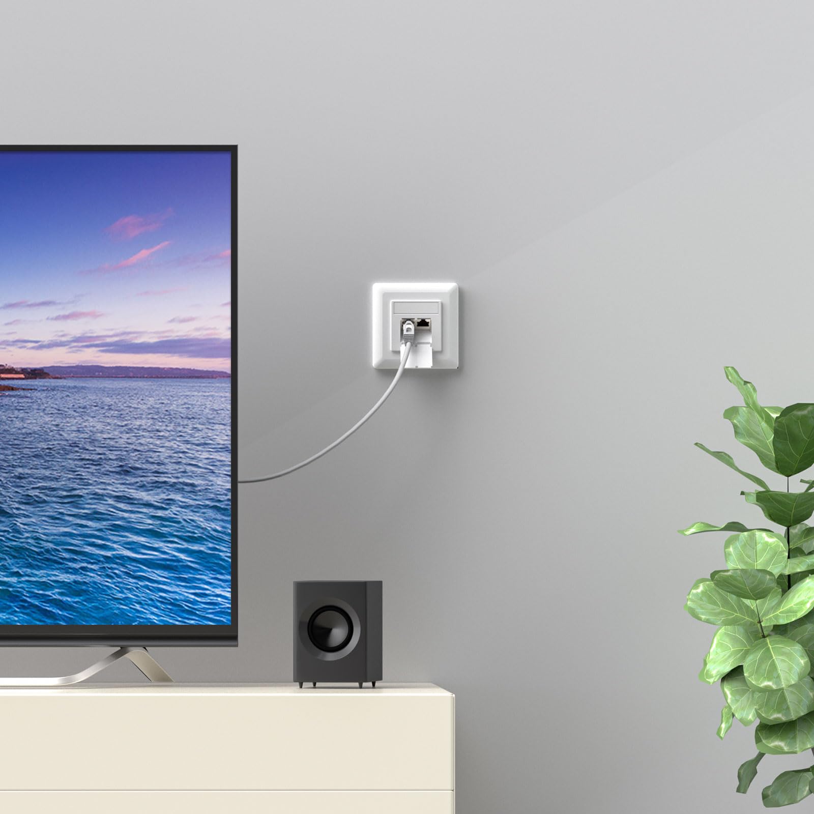 FGB 5 prese di rete universali CAT6a, presa di rete a 2 porte RJ45, schermate da parete o da incasso, 10 Gigabit Ethernet, per cavi di rete, bianco