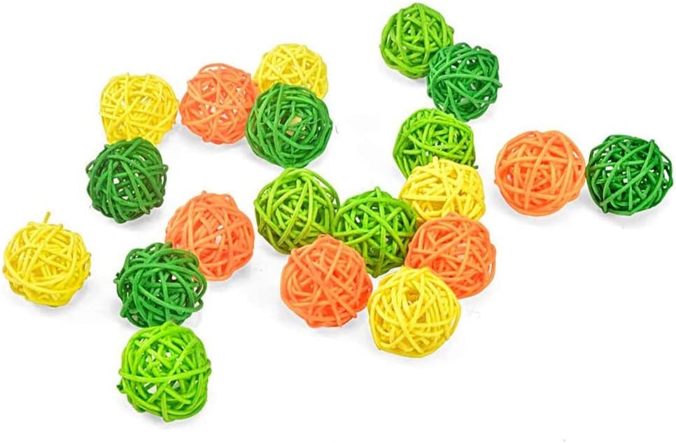 20 Pieces 3cm Wicker Rattan Balls,Green Yellow Orange Color