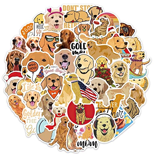 50 pcs Hunde Vinyl Aufkleber Kawaii Golden Retriever Aufkleber Aesthetic Wasserdicht Stickers für Wasserflasche Laptop Skateboard Auto Motorrad Fahrrad Koffer Snowboard Phone DIY Party