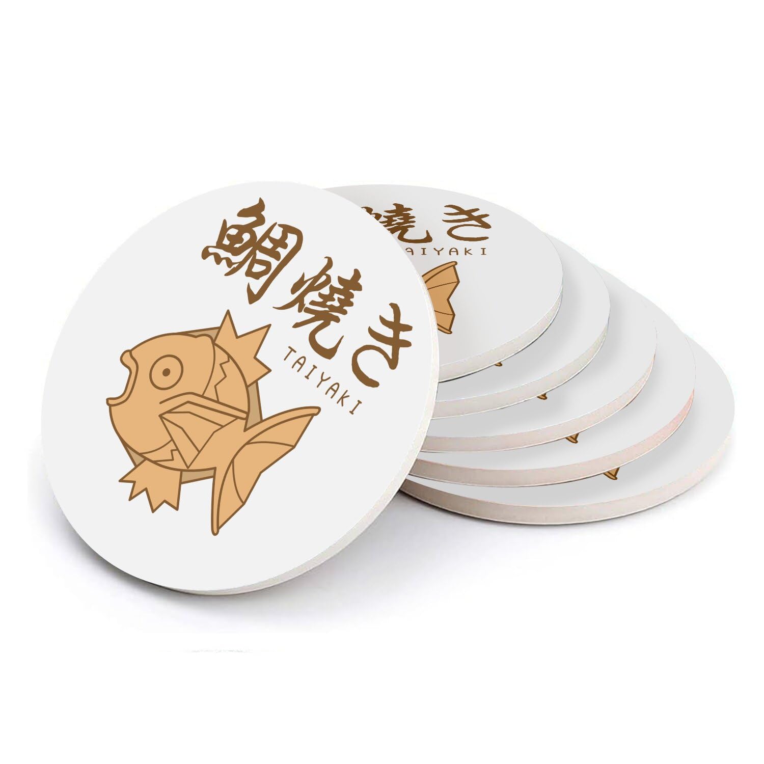 Sous-verre céramique Taiyaki glace dessert Japon Asie lot de 6 ronds