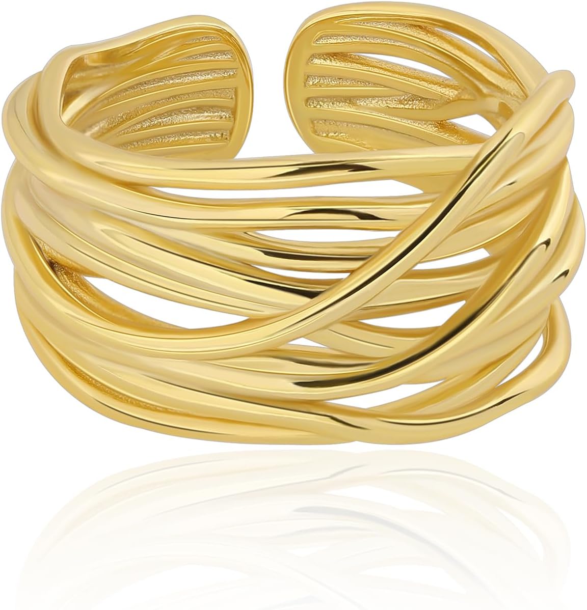 Meissa Gold Thumb Rings for Women Girls Statement Ring Hammered Chunky Band Rings Fashion Wide Band Stackable Index Finger Ring Size Adjustable