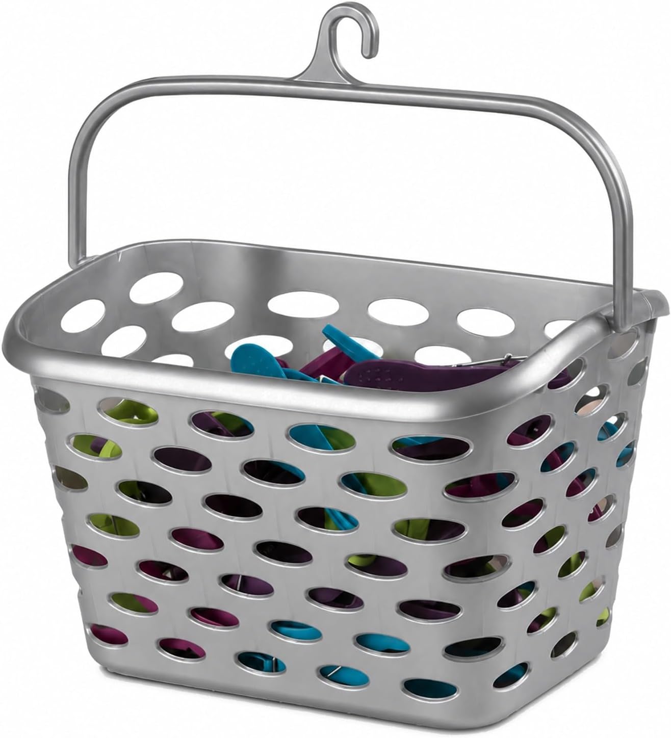 Peg Basket with Hanging Hook, Carry Handle for Washing Line Laundry