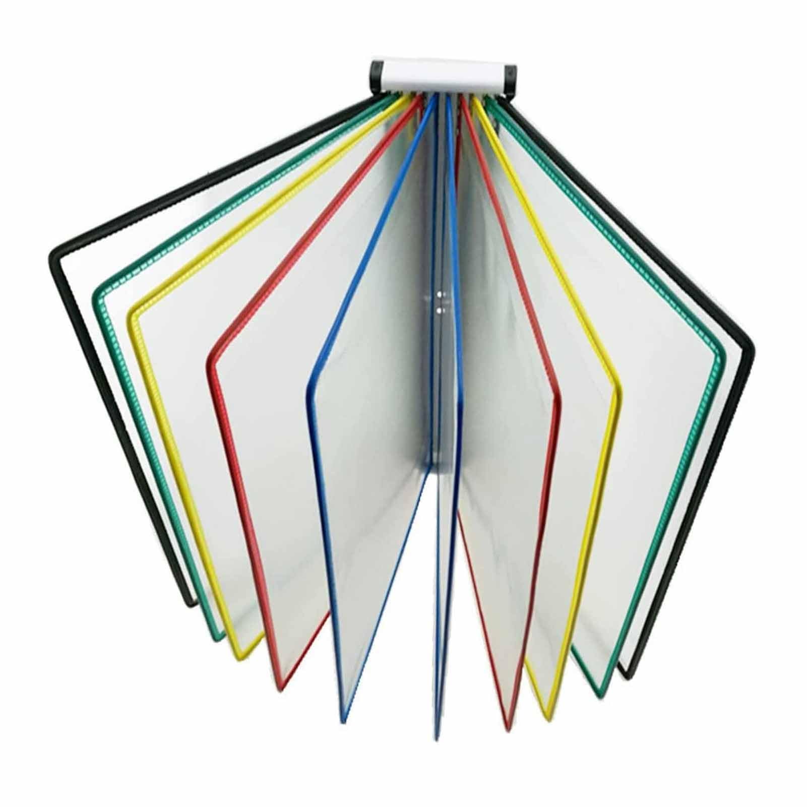 OLSKFUH Wall Mount Reference Organizer - File Organizer For Desk, Desktop Reference System, Pvc + Metal, 10 Display Pockets, For Storing And Poster Flip Book Display, Colored Po,