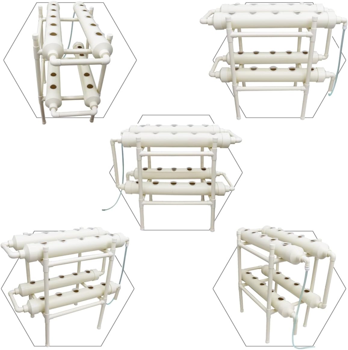 INTBUYING Hydroponic Growing System 20 Holes 4 Pipes 2 Layer Plant Site Grow Kit Hydroponic Gardending System with 110V Pump Extra-Lage Planting Basket for Strawberry