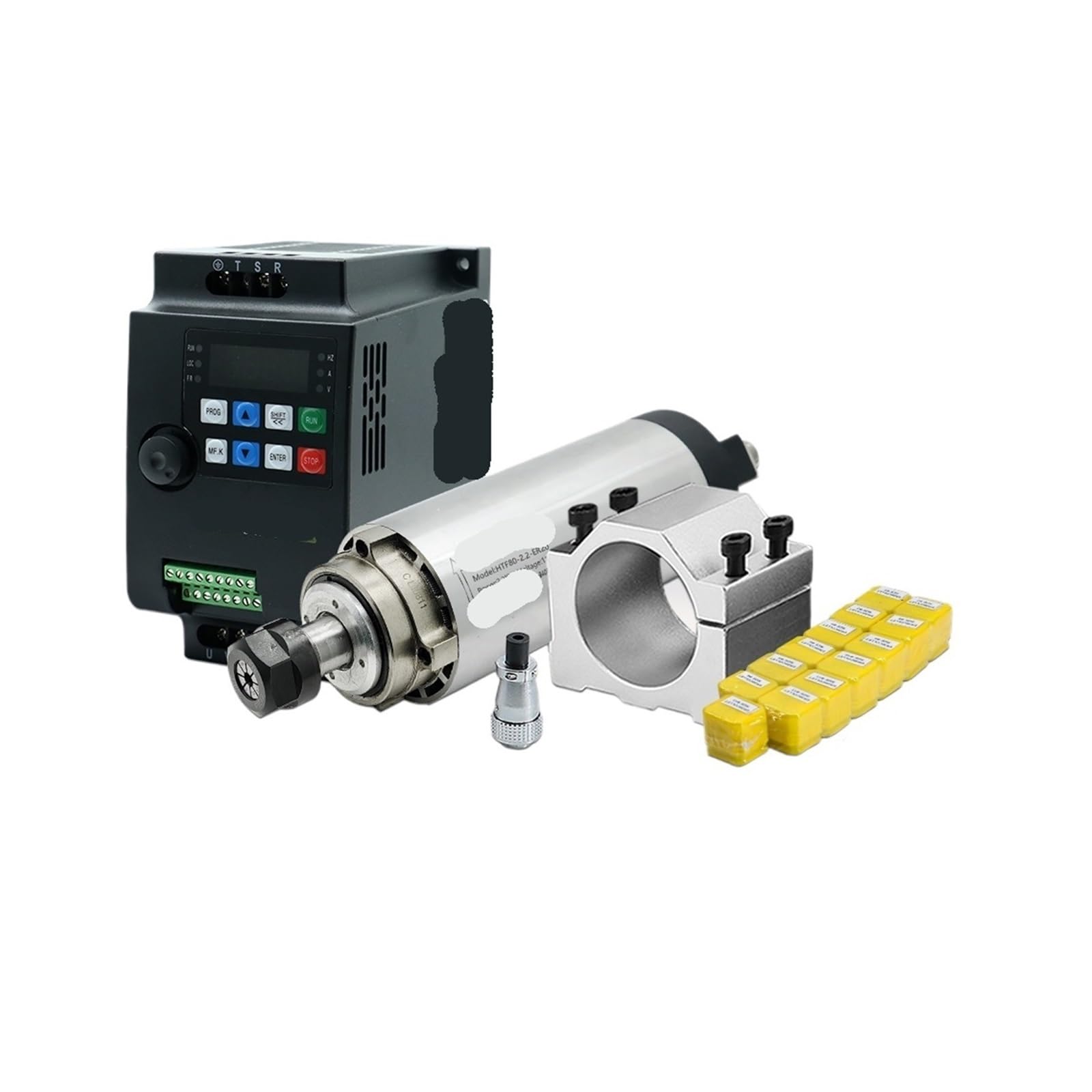 HCVYQMMJ 2.2KW Spindle Motor 110v / 220v ER20 2200W Round Spindle 24000RPM +2.2kw VFD + 80mm Bracket +Collet(110v)