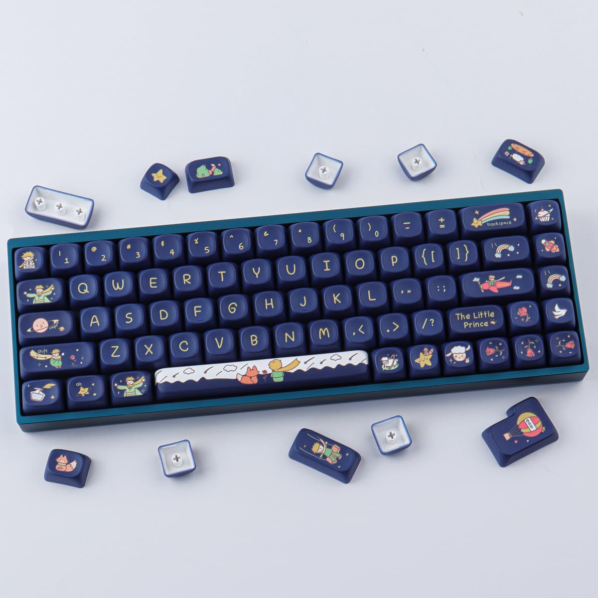 PBT Keycaps 148 Keys Custom Little Prince Keycap Set Cute MOA Profile Keycaps Dye-Sublimation for Cherry Gateron MX Swithes 60% Mechanical Keyboards