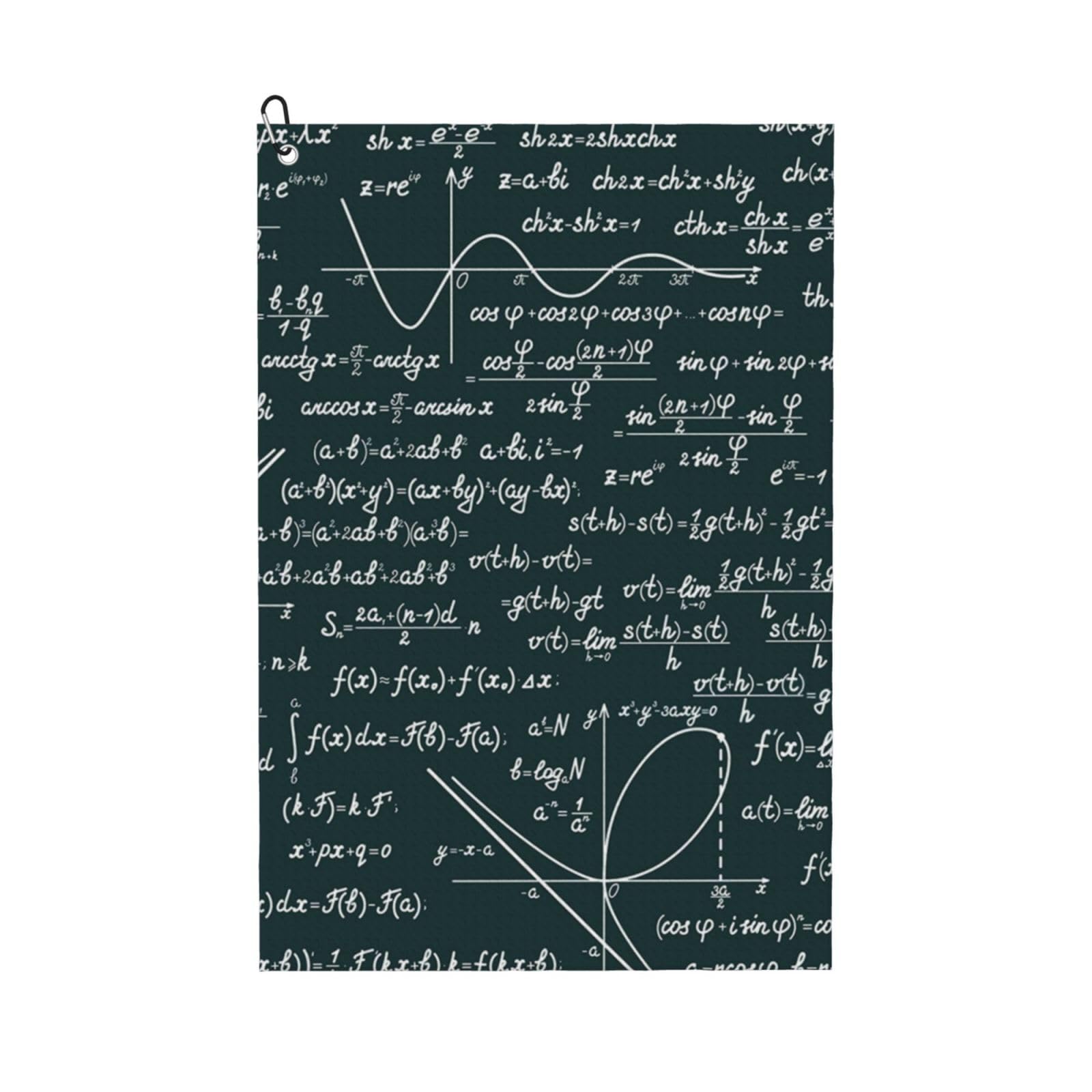 Hnnkloy Handwritten Math Formulas Pattern, 16x24 in Portable Waffle Golf Towels with Carabiner Clip for Golf Bag