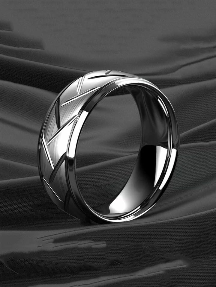Image of Fashion Frill Black Michelin Ring | Simple Stainless Steel Ring | Mens Black Ring | Minimalist Black Ring | Mens Black Band | Gift for Him
