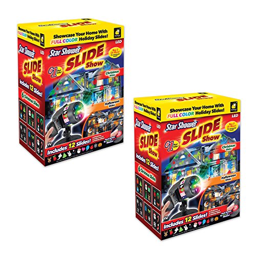 New 2017 Star Shower Slide Show  - Includes 12 Full Color Slides for Christmas (6), Halloween (2), Other Holiday/Celebrations (4) (2 Pack)