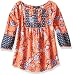 My Michelle Girls' Big Girls' Printed Blouse with Contrast Sleeve Hem and Neckline