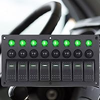 Vista 2 de Panel de interruptor basculante de 8 bandas para barco, panel de interruptores marinos, impermeables, con disyuntor, panel de interruptor