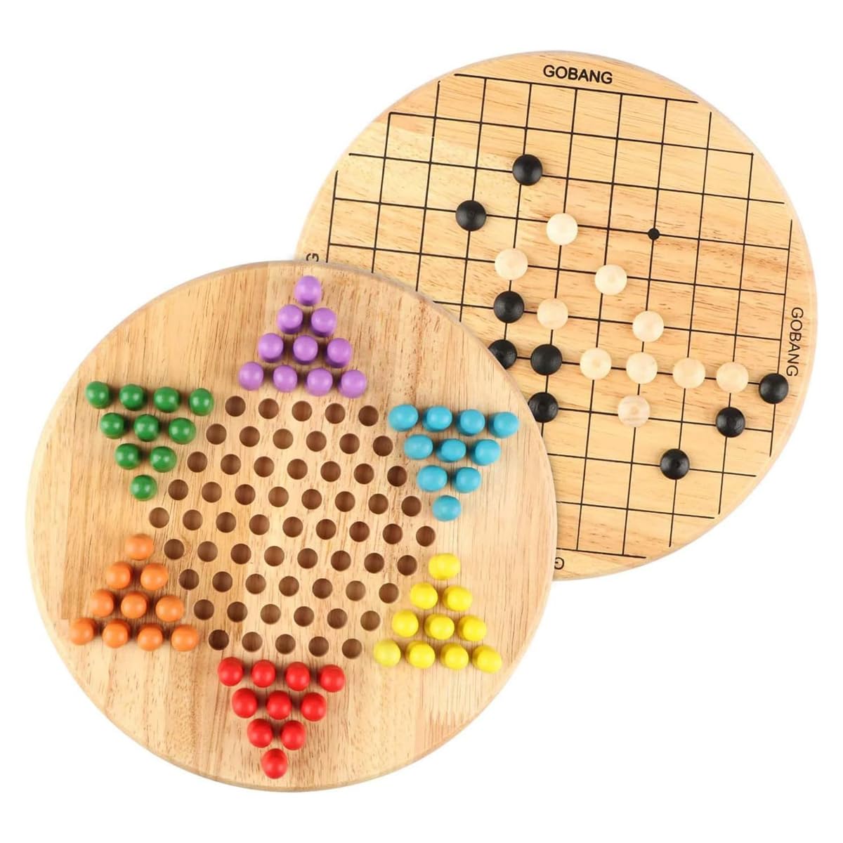 Nicear Chinese Checkers And Go Game Family Wooden Games Reversible Classic Games Wooden Vintage Style Chinese Checkers - Image 2