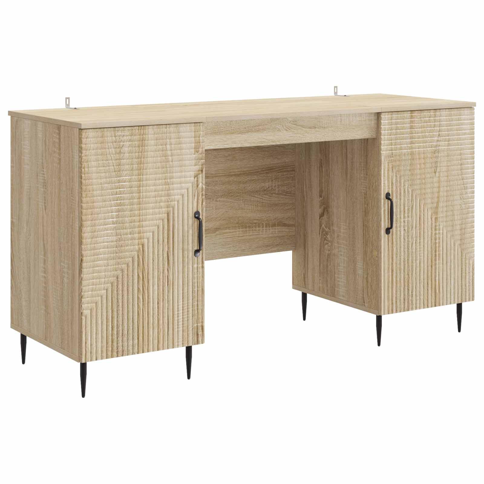 Bureau informatique chêne Sonoma 142cm avec rangements pour votre espace de travail à la maison