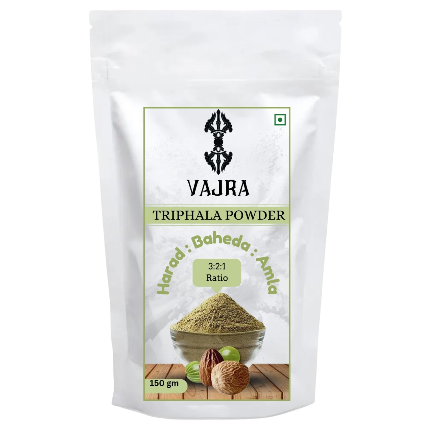 Vajra Triphala Powder, 100% Organic Amla Baheda Harad, 3:2:1 Ratio, Ayurvedic Digestive & Detox Supplement, 150 gm (Pack of 1)-image-48
