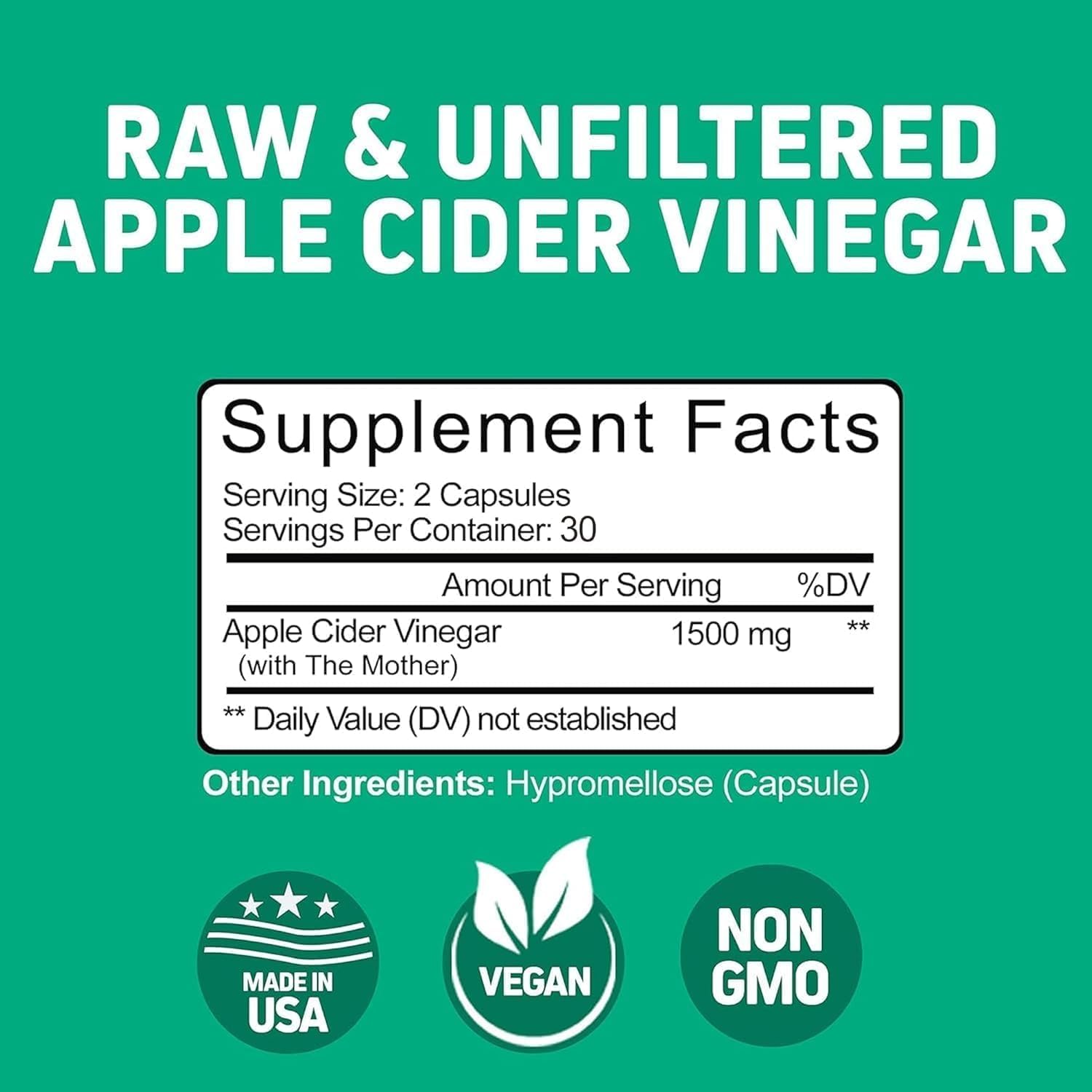 Herbtonics Raw Apple Cider Vinegar Capsules 1500Mg With Moth... 4 Herbtonics Raw Apple Cider Vinegar Capsules 1500Mg With Moth...