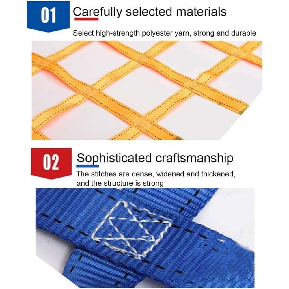 Sicherheits-Hebenetz für schwere Lasten, reißfestes Schlingennetz aus Nylon-Netz, multifunktional für BAU/Umzug/Rigging/Abschleppen, industrielle Hebe-Arbeitsausrüstung 3X3M/Mesh15cm/Load2t