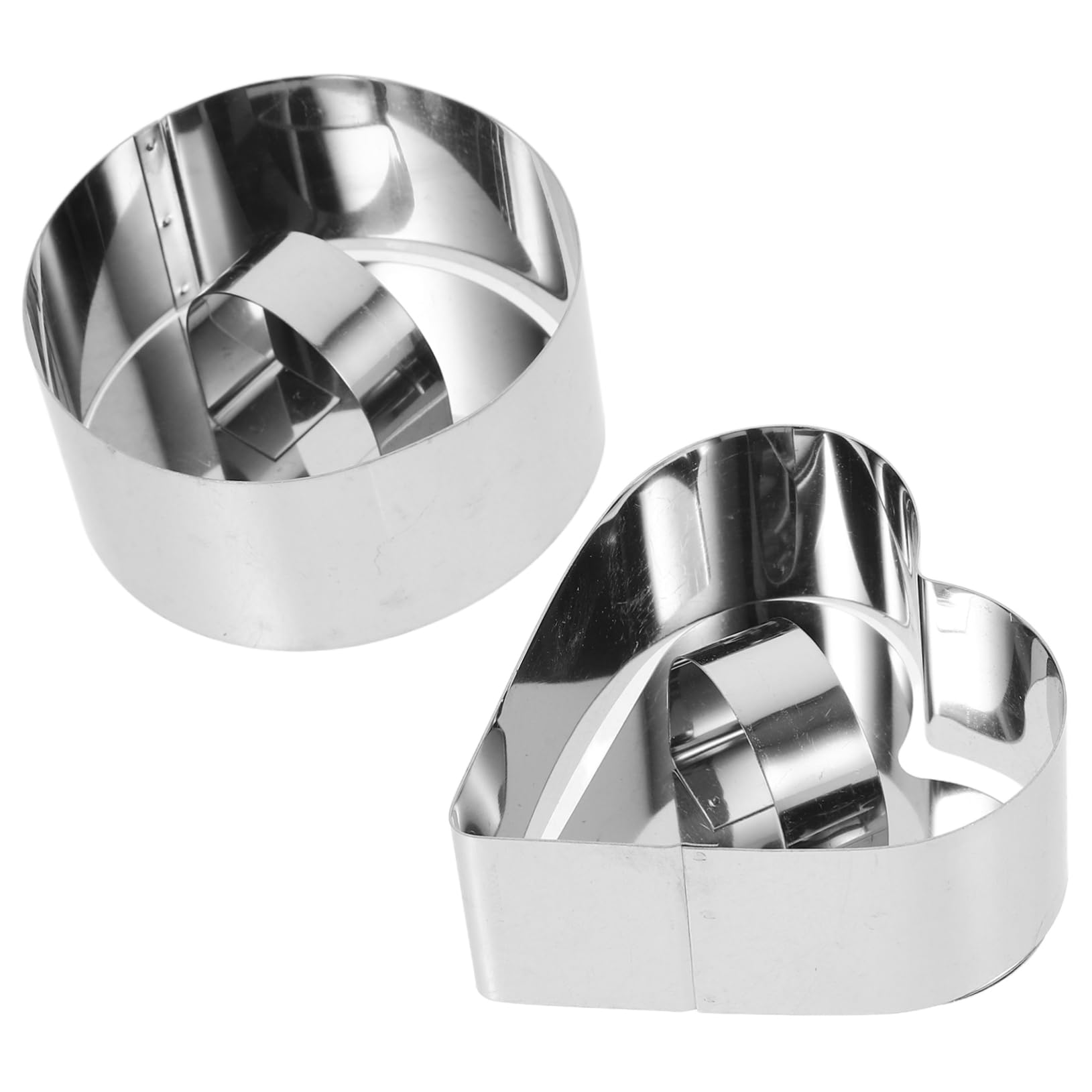 ABOOFAN Heart Round Cake Molds Stainless Steel Baking Molds Set with Pusher for Cakes Cookies Muffins Easy Release Design