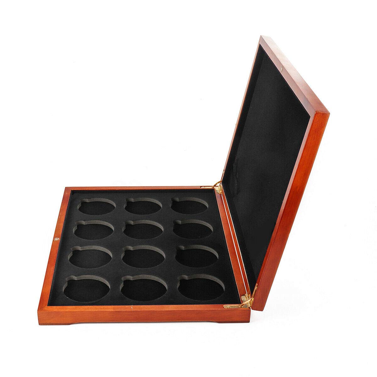 ELECTROPRIME 19-39mm Oak Coins Wooden Case Display Box Storage Collection Holders 12-Coins