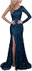 Formal Dresses for Women Sexy One Shoulder High Split Tight Slim Dress Sequin Solid Color Swing Prom Dresses Medium