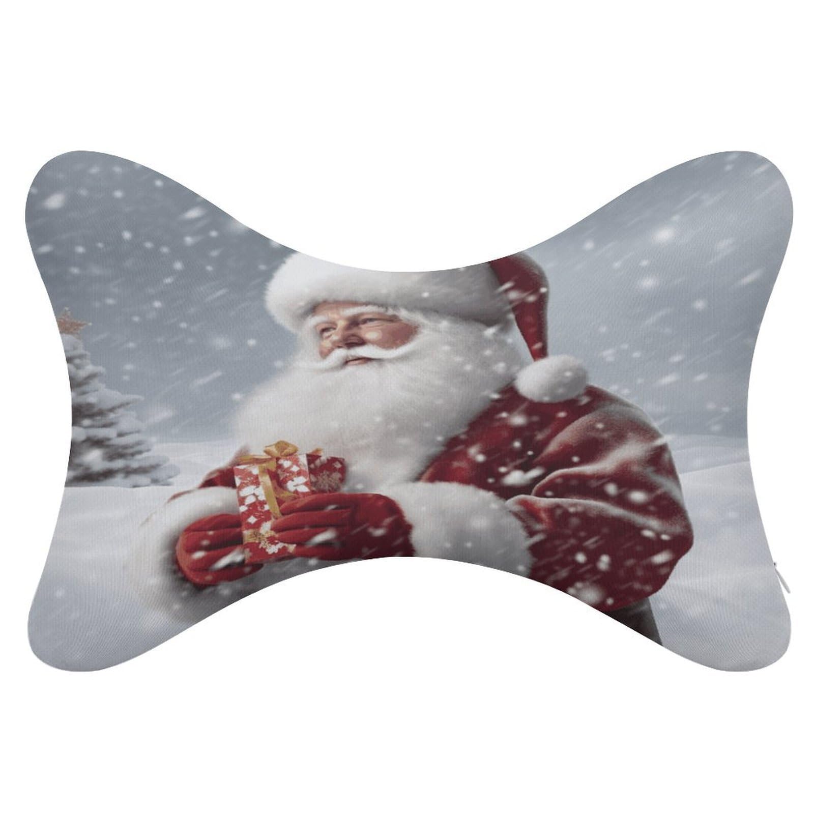 JTREHY 2 Pack Santa Claus Snow Secenry Car Headrest Pillow Memory Foam Car Neck Pillows Soft Comfortable Vehicle Neck Pillows Non-Slip Headrest Cushion Universal Car Pillow for Neck Pain Relief