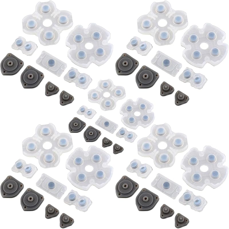Juego de 5 almohadillas de goma conductoras de silicona para botones de controlador PS4, pieza de repuesto para reparación