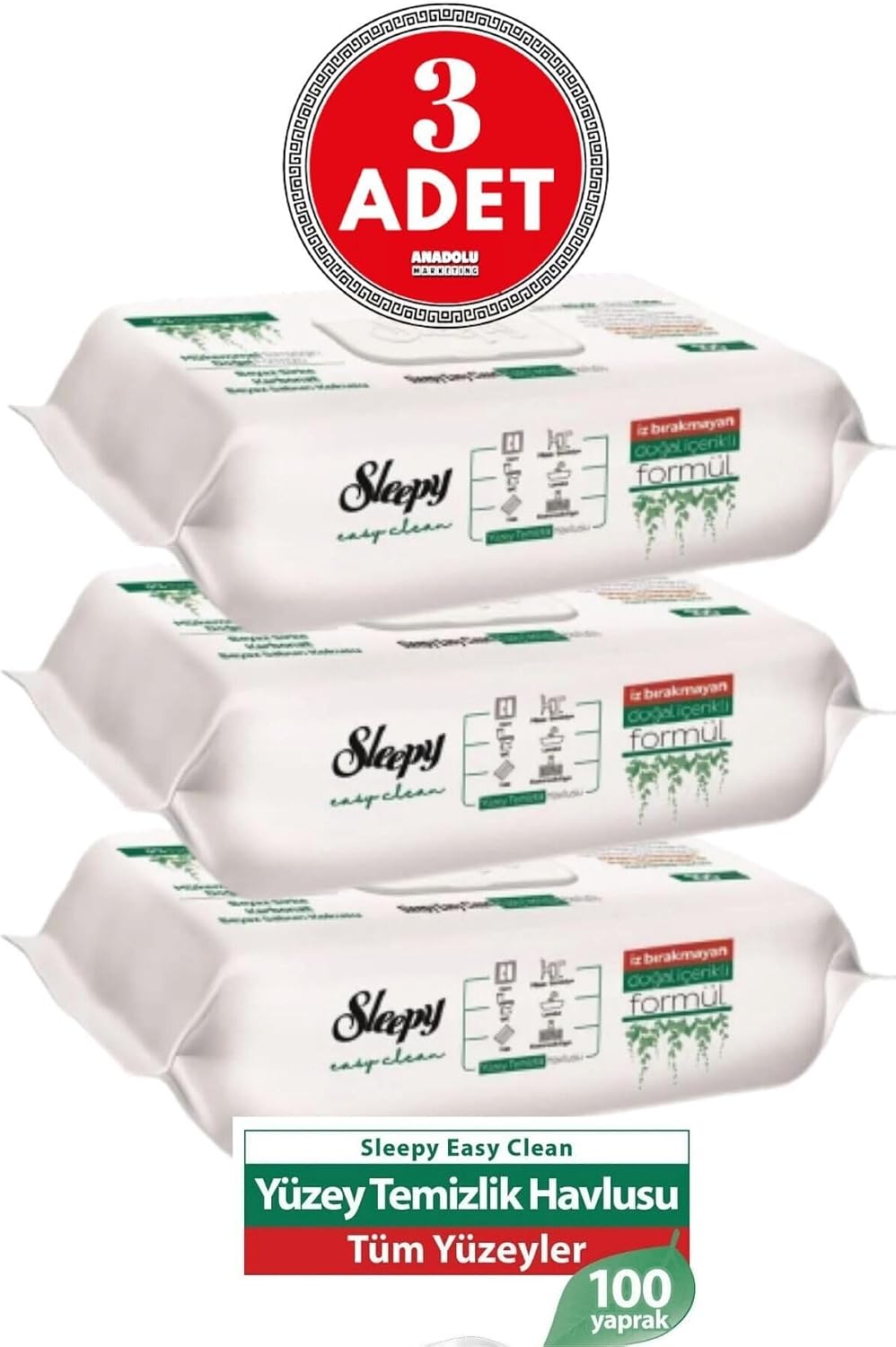 Sleepy Easy Clean Yüzey Temizlik Havlusu, 100'lü x 3 Adet, 300 Yaprak
