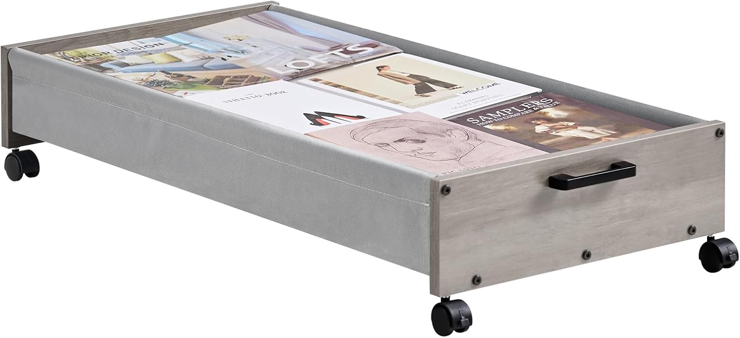 Under Bed Storage with Wheels, Under Bed Storage Containers, UnderBed Drawers with Metal Frame, for Clothes Shoes Blanket