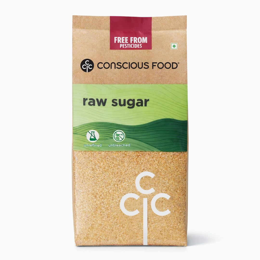 Conscious Food Natural Raw Sugar | 500g | Unrefined & Unprocessed Raw Sugar | Khandsari, Desi Khand | Natural Sugar